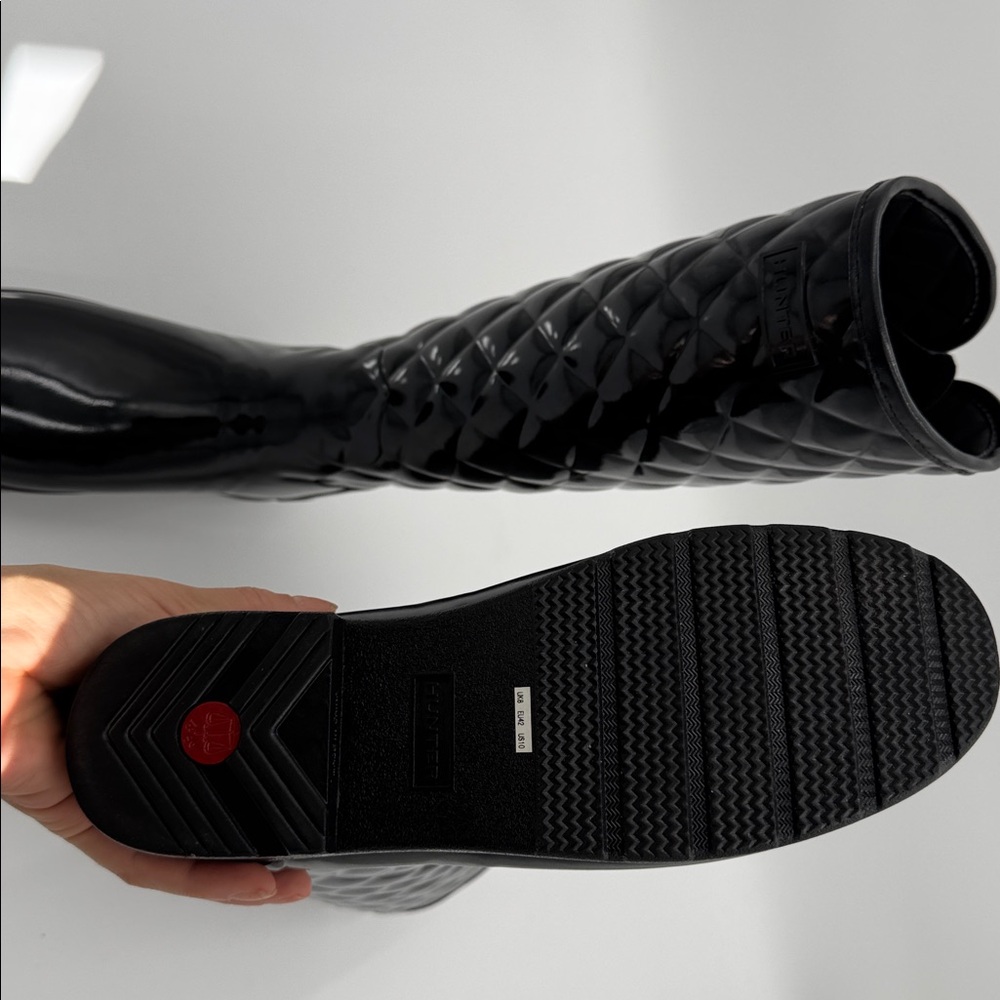 Hunter Quilted Black Women's Rain Boots - Picture 8 of 10
